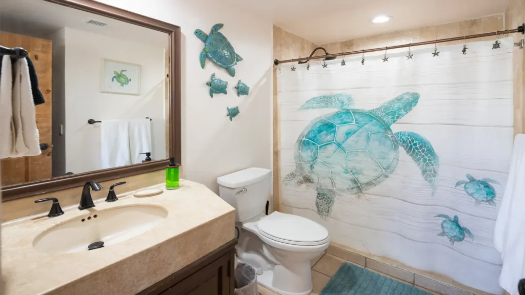 Main floor bathroom with walk-in shower in beachfront penthouse