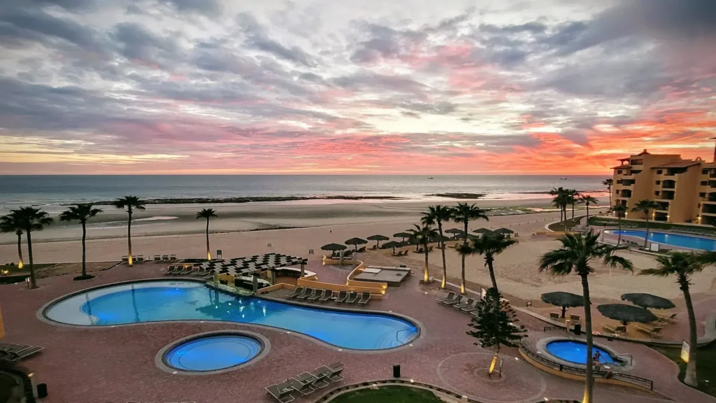 Rocky Point sunset unfolding over Sandy Beach viewed from the condo patio