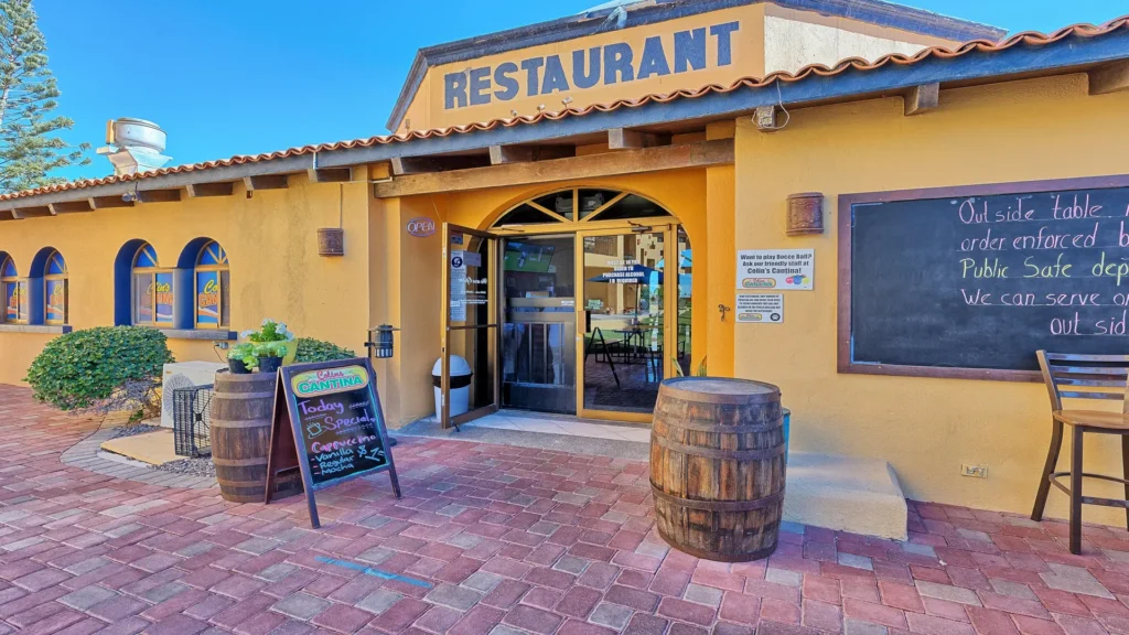 Entrance to the on-site Princesa Cantina restaurant at Princesa Resort near the E501 2BD two-story penthouse in Rocky Point.