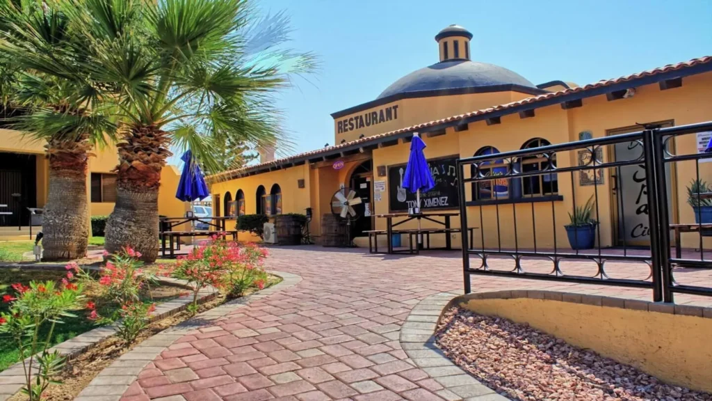 The on-site restaurant, Colins Cantina, at Princesa Resort, a convenient dining option near unit 3BD D503 at Rocky Point Sandy Beach.