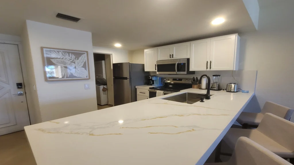 Renovated and modern kitchen.
